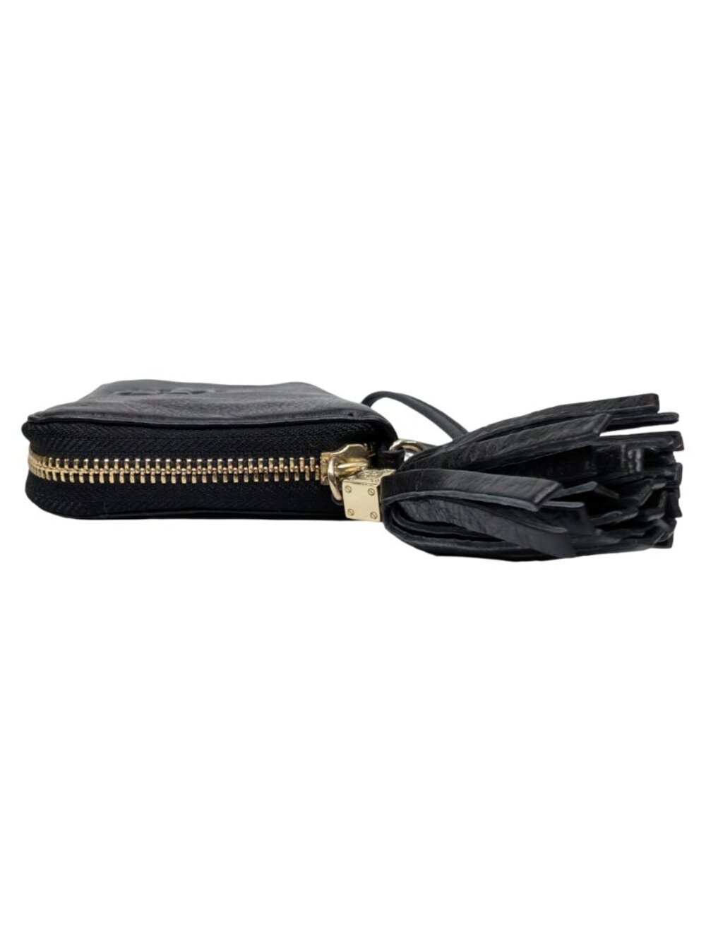 Tory Burch Thea Wristlet Wallet Womens Black Leather Tassel Zip Around - Picture 10 of 13